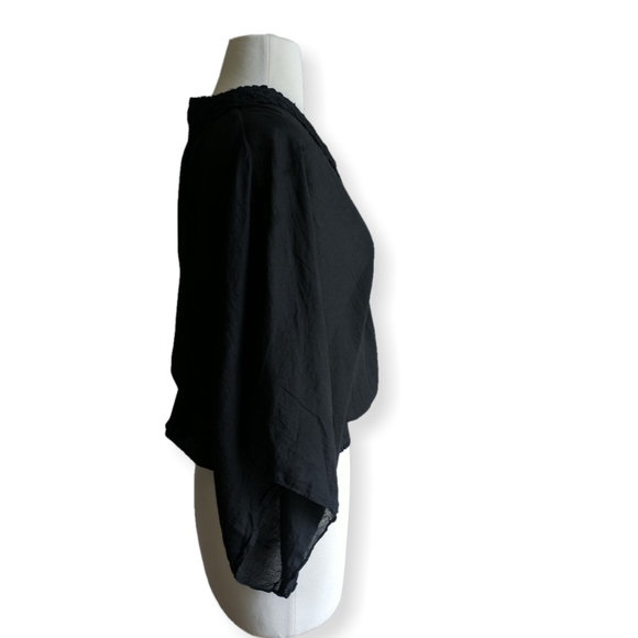 Drapey black cotton boho top | crochet v neck - Picture 4 of 4